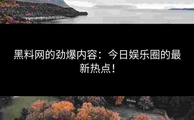 黑料网的劲爆内容：今日娱乐圈的最新热点！