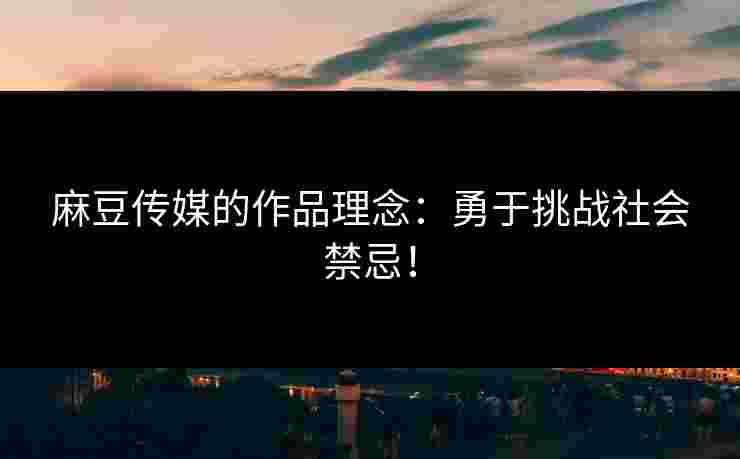 麻豆传媒的作品理念：勇于挑战社会禁忌！